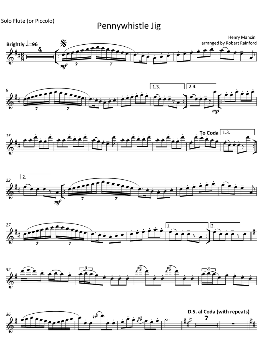 Pennywhistle Jig from the film THE MOLLY MAGUIRES Flute Solo scores gallery preview page 6