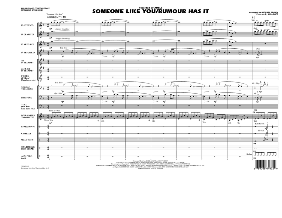 Someone Like You/Rumour Has It - Full Score Marching Band scores gallery preview page 1