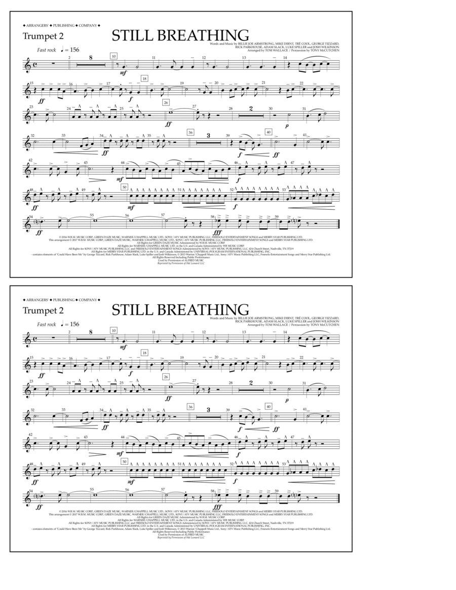 Still Breathing - Trumpet 2 Trumpet scores gallery preview page 1