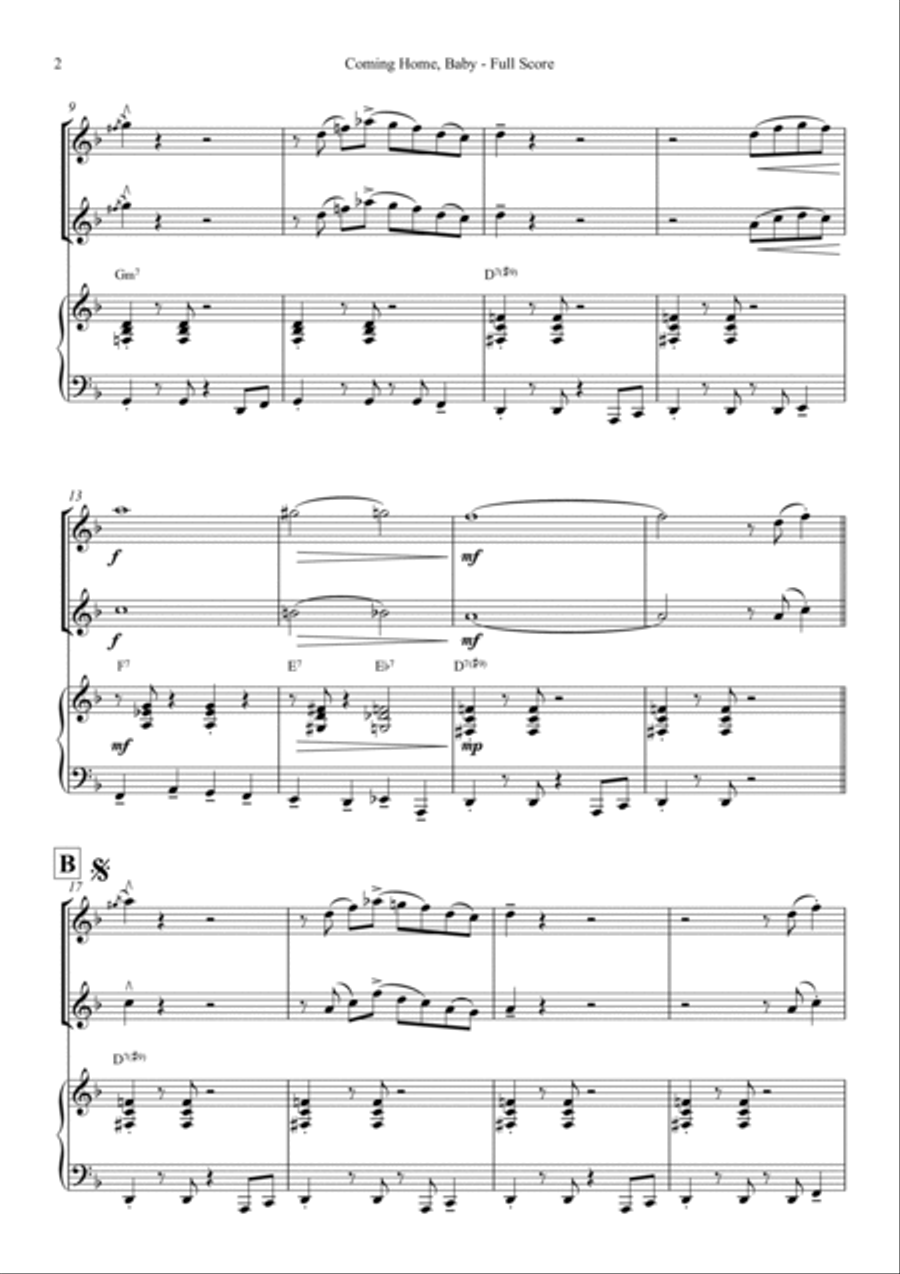 Comin' Home Baby Comin' Home Baby Woodwind Duet scores gallery preview page 2