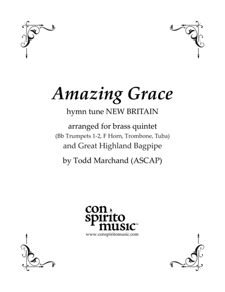Amazing Grace - brass quintet, Great Highland Bagpipes image number null