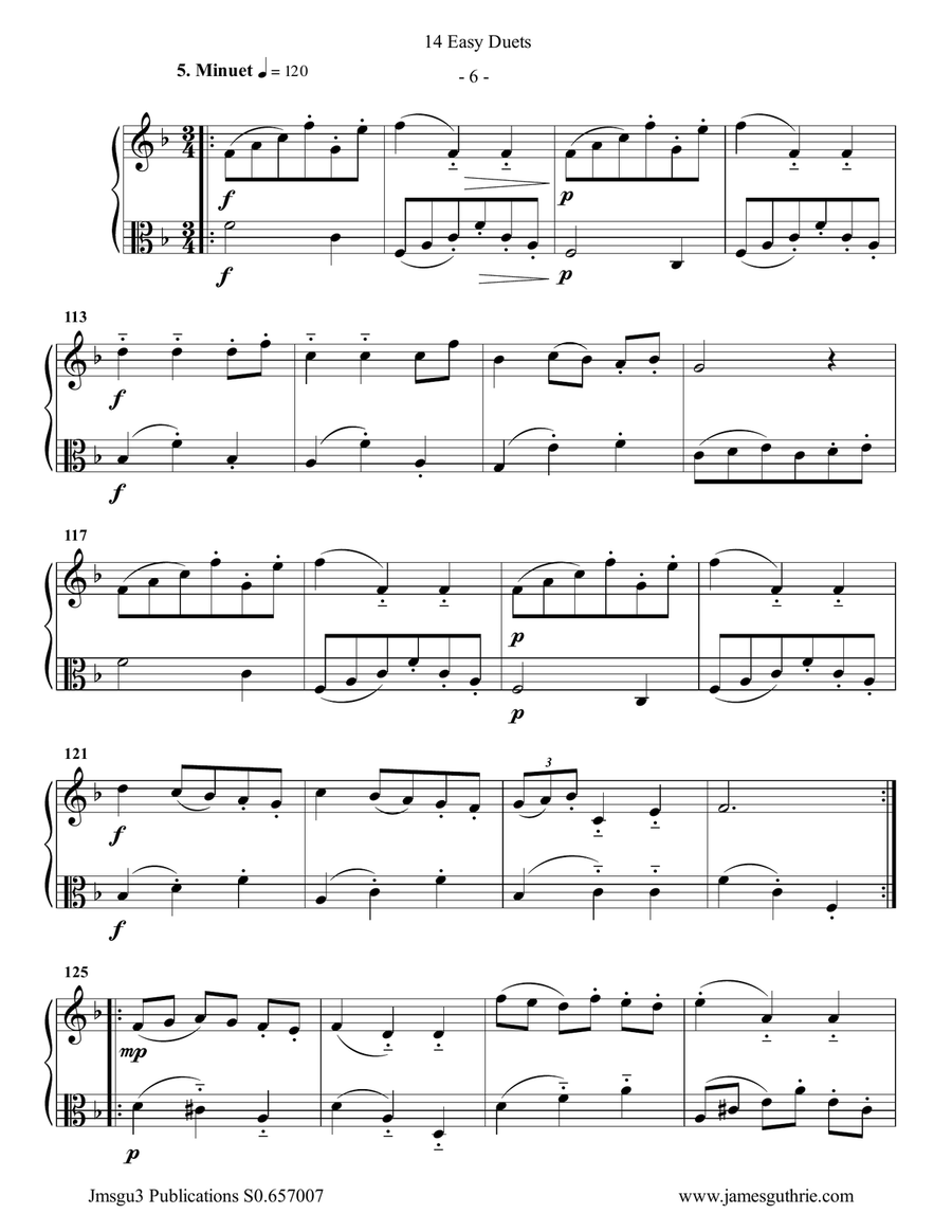 Bach: 14 Easy Duets for Flute & Viola Flute scores gallery preview page 6