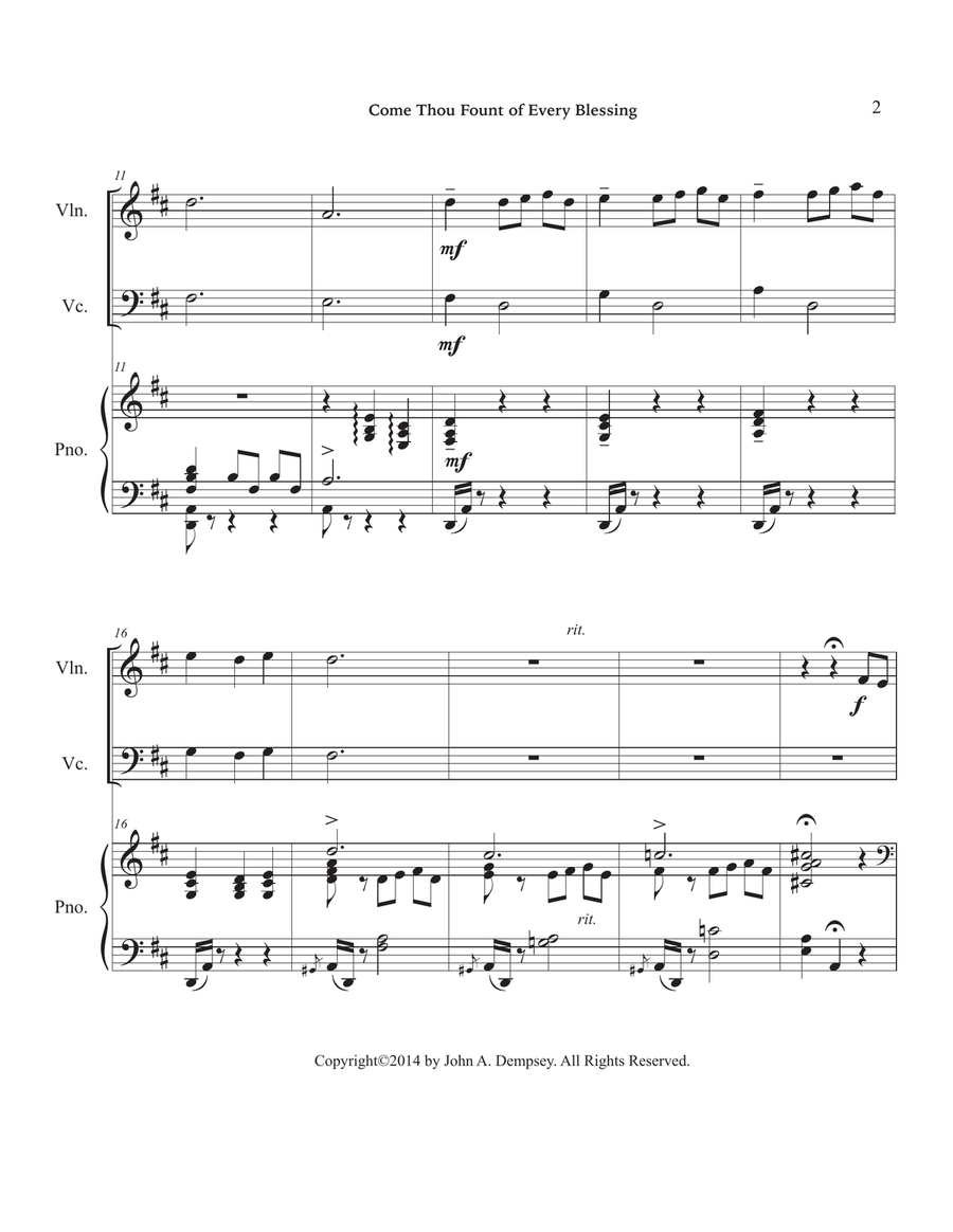 Come Thou Fount of Every Blessing (Piano Trio): Violin, Cello and Piano Piano Trio scores gallery preview page 6
