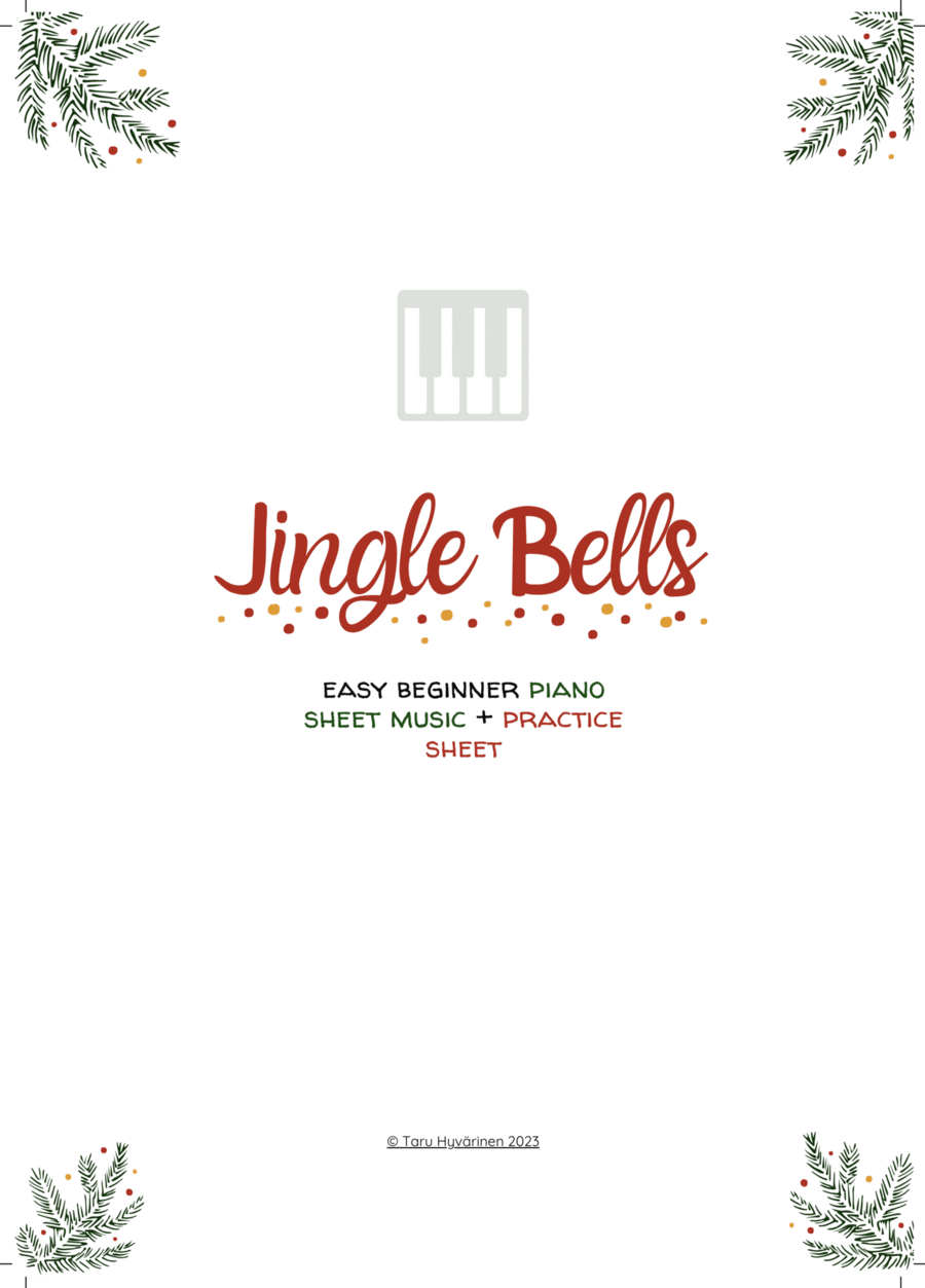 Easy Beginner Piano PRACTICE SHEET + AUDIO Sheet Music 'Jingle Bells' for Beginners/Kids | Christmas Easy Piano scores gallery preview page 1