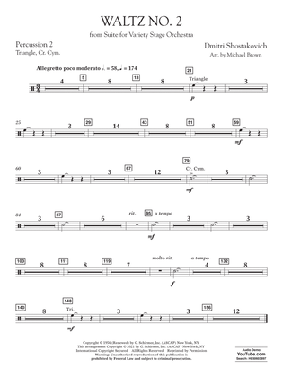 Book cover for Waltz No. 2 (from Suite for Variety Stage Orchestra) (arr. Brown) - Percussion 2