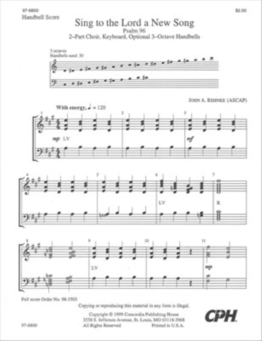 Sing to the Lord a New Song (Handbell Part) (Behnke) 2-Part scores gallery preview page 1