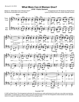 What More Can a Woman Give? (version 2) (SSAA - barbershop) - arr. Robert Rund
