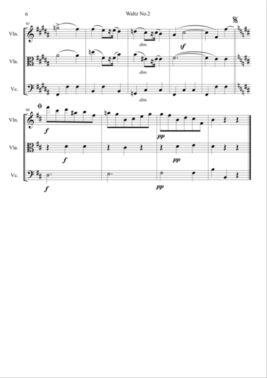 Waltz No.10 in B Minor Op.69, No.2 String Trio scores gallery preview page 6