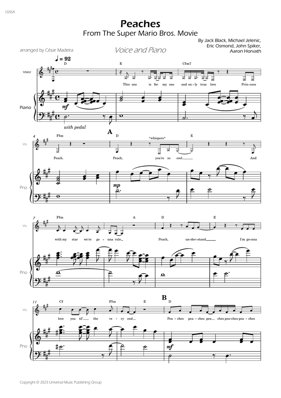 Peaches Piano, Vocal scores gallery preview page 3