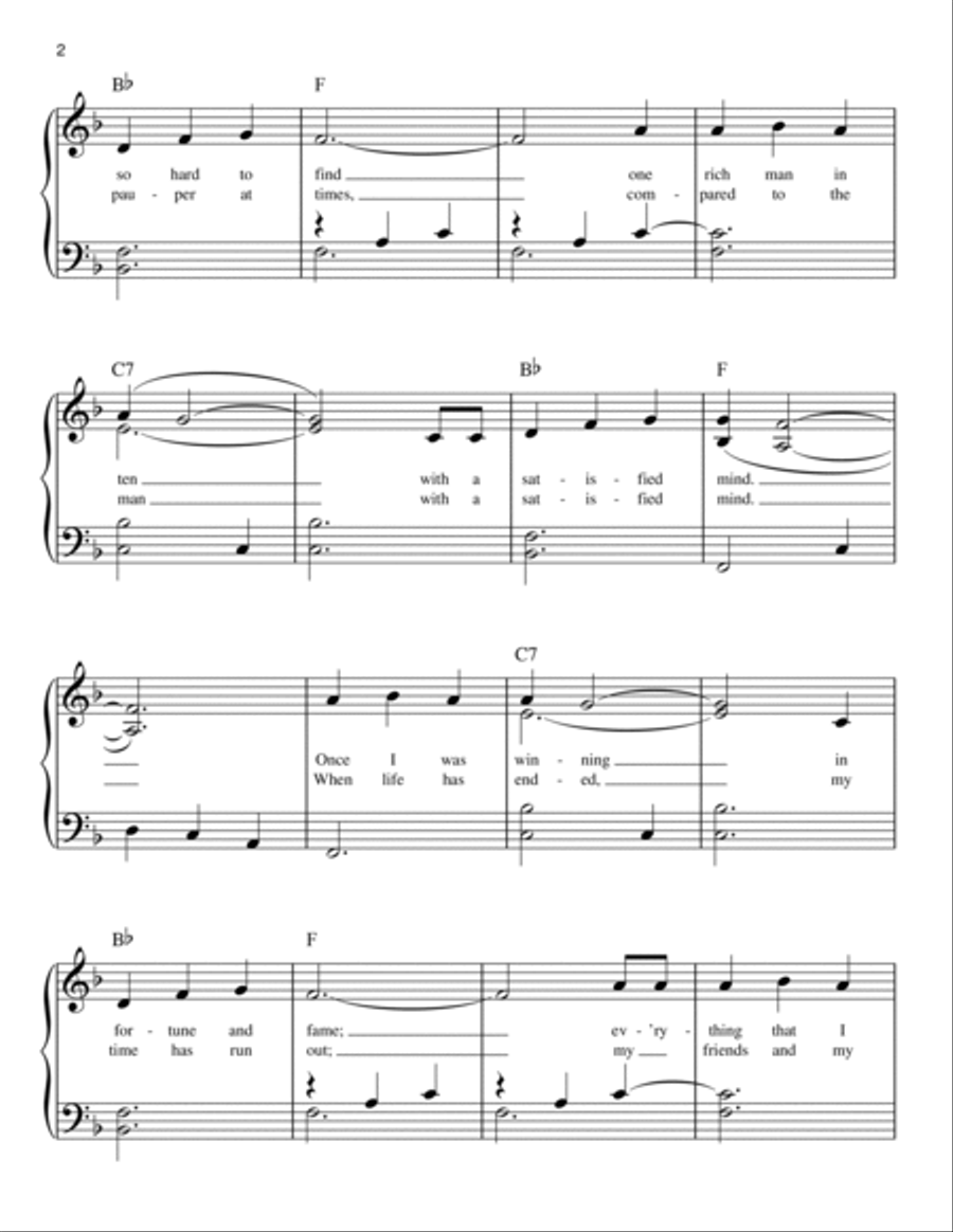 A Satisfied Mind A Satisfied Mind Easy Piano scores gallery preview page 2