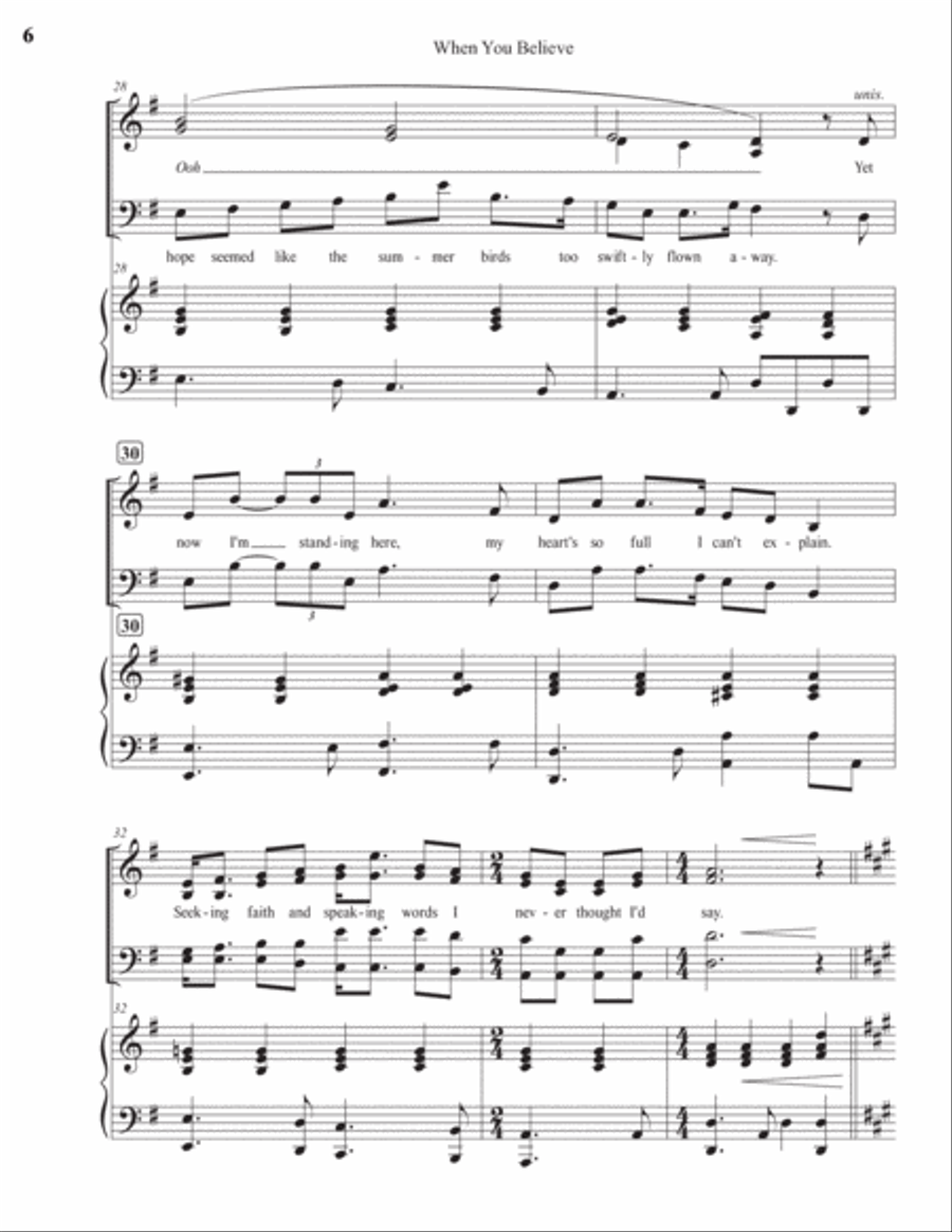 When You Believe 4-Part scores gallery preview page 6
