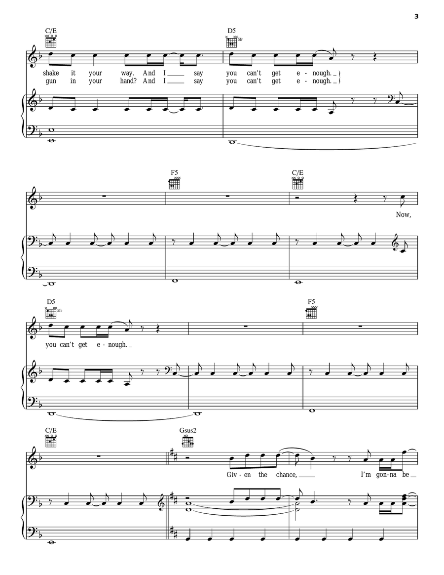 Be Somebody Piano, Vocal, Guitar scores gallery preview page 3