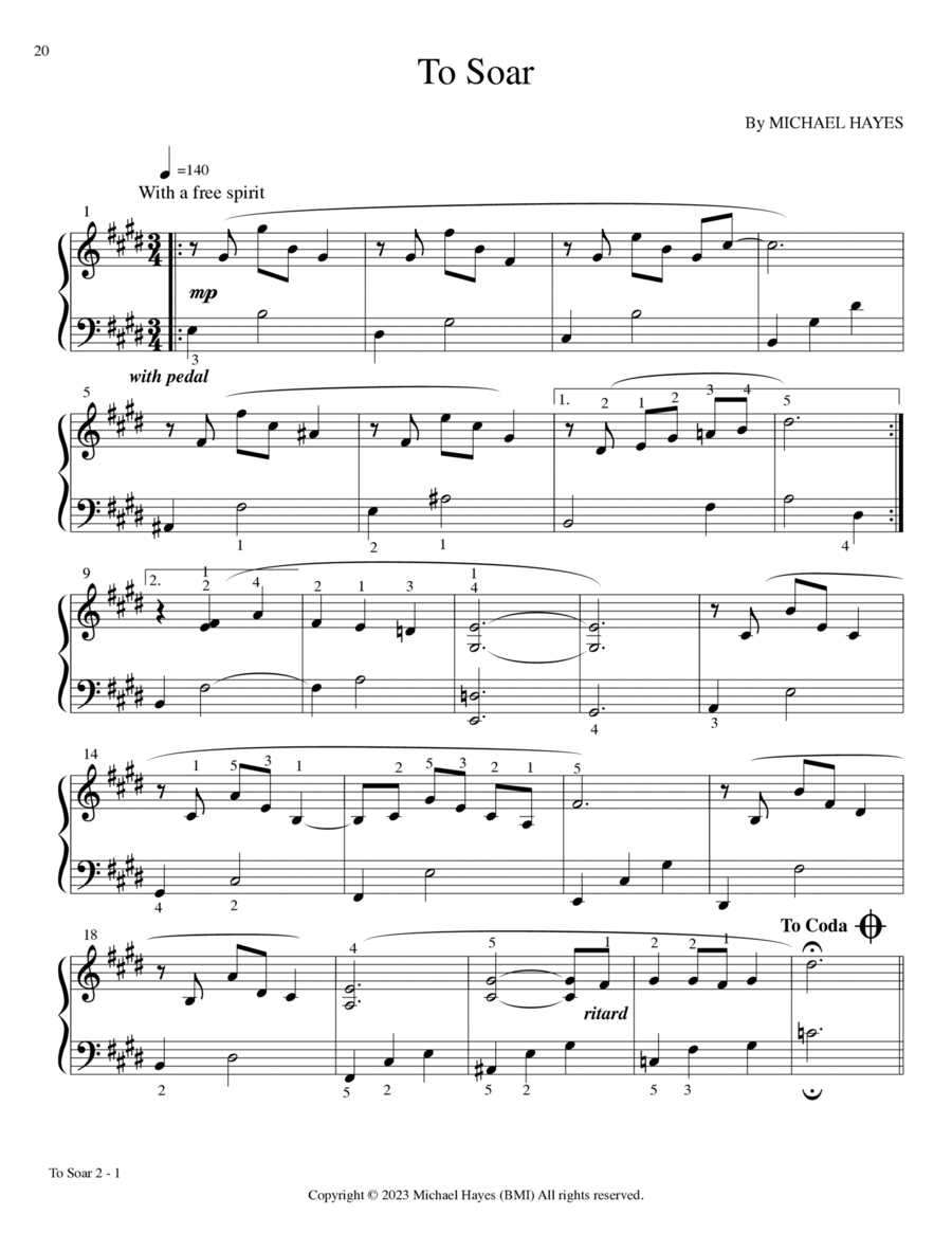 To Soar - From 24 Short Piano Pieces in All Keys Piano Solo scores gallery preview page 1