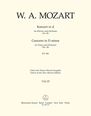 Book cover for Concerto for Piano and Orchestra, No. 20 d minor, KV 466