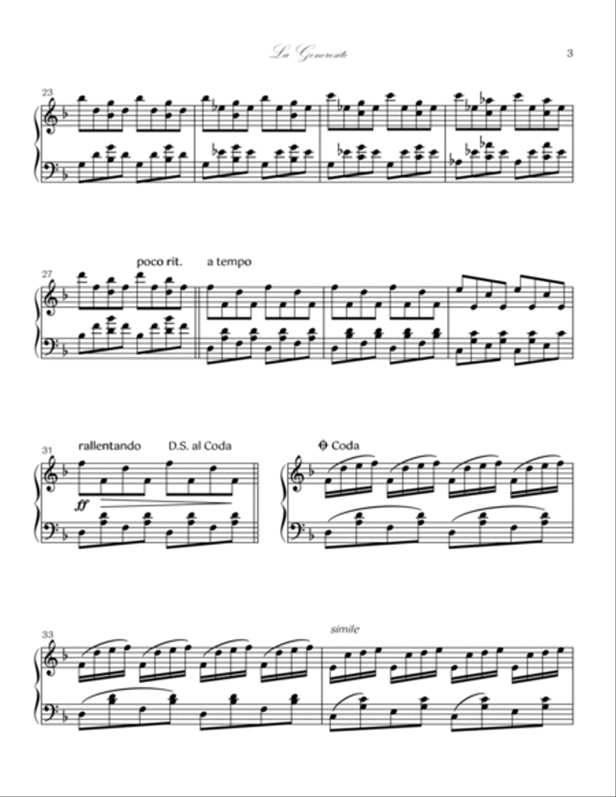 LA GENEROSITE LA GENEROSITE Piano Solo scores gallery preview page 3
