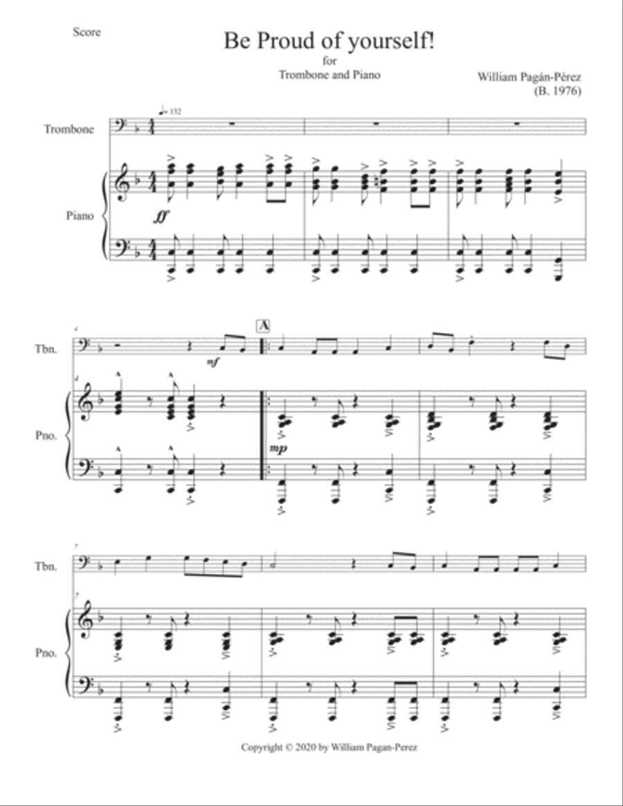 Be Proud of Yourself! for Trombone and Piano Piano scores gallery preview page 2
