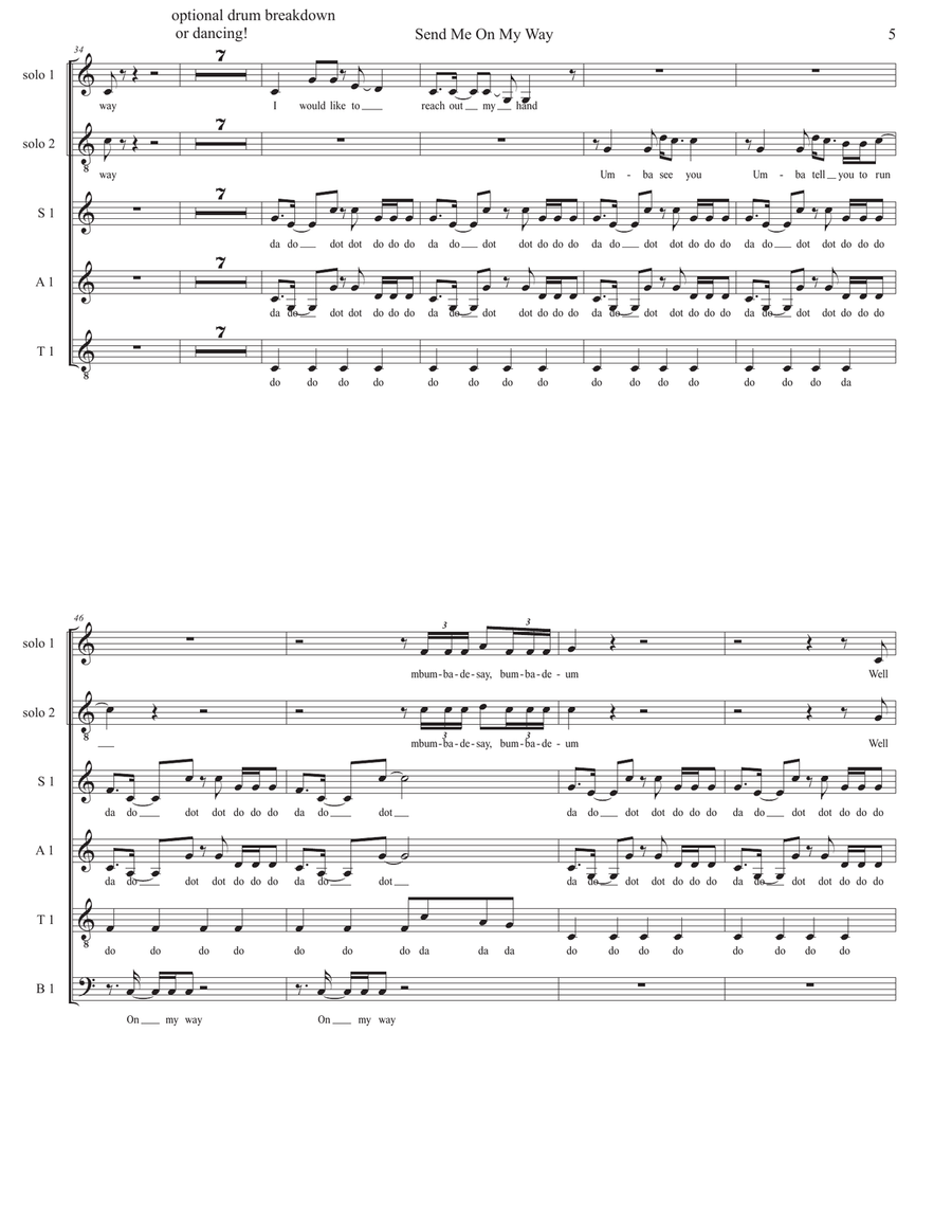 Send Me On My Way 4-Part scores gallery preview page 6