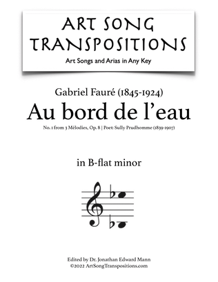 Book cover for FAURÉ: Au bord de l'eau, Op. 8 no. 1 (transposed to B-flat minor)
