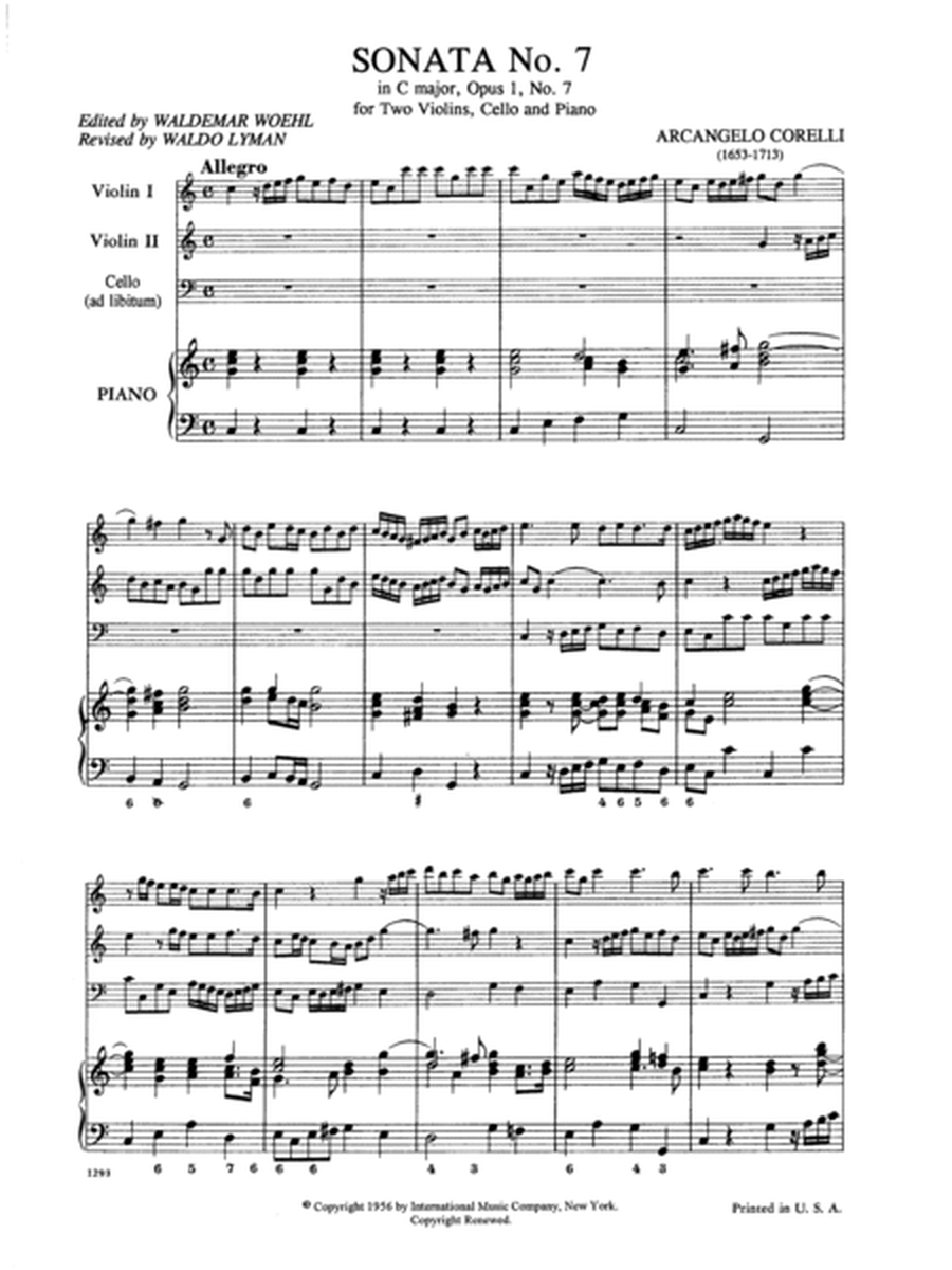 12 Sonatas, Opus 1 (With Cello Ad Lib.) - Volume III