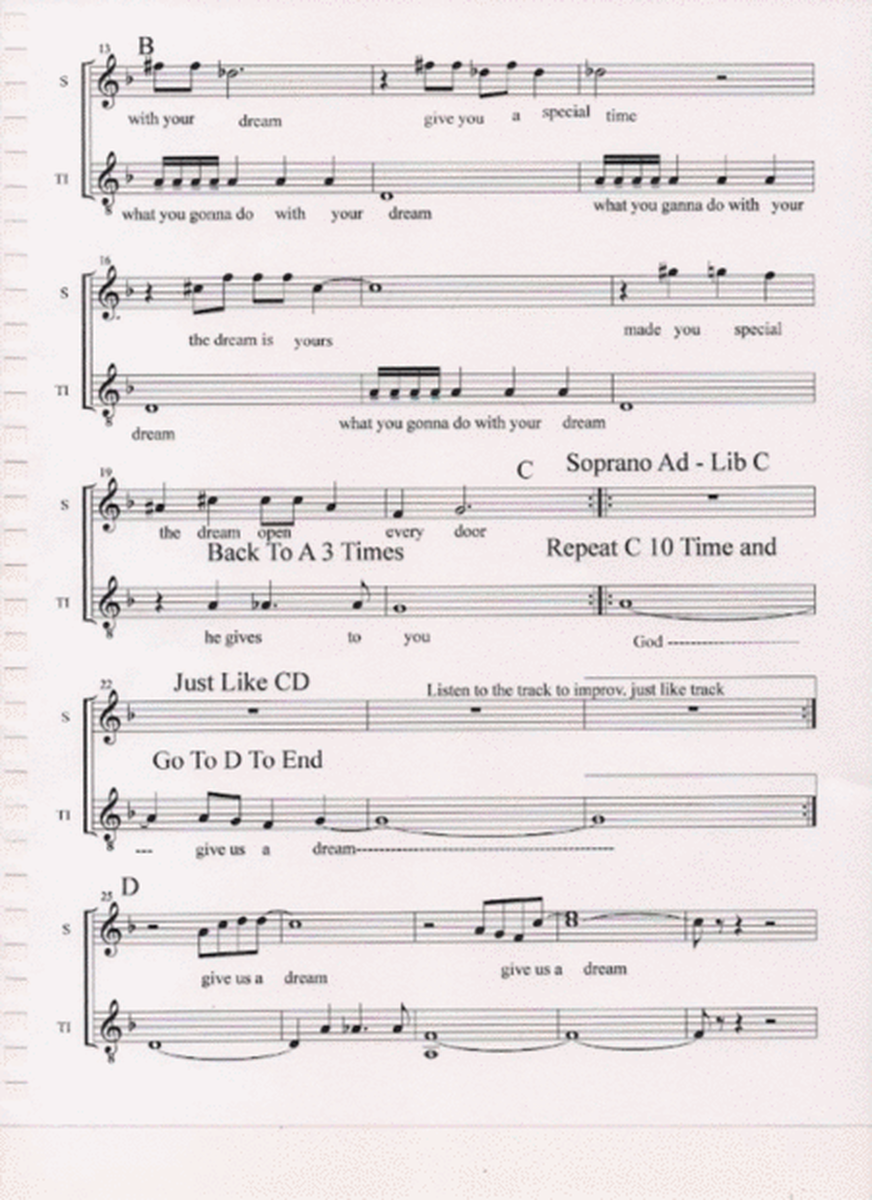 God Gives Us A Dream ( Vocal ) Lead Sheets