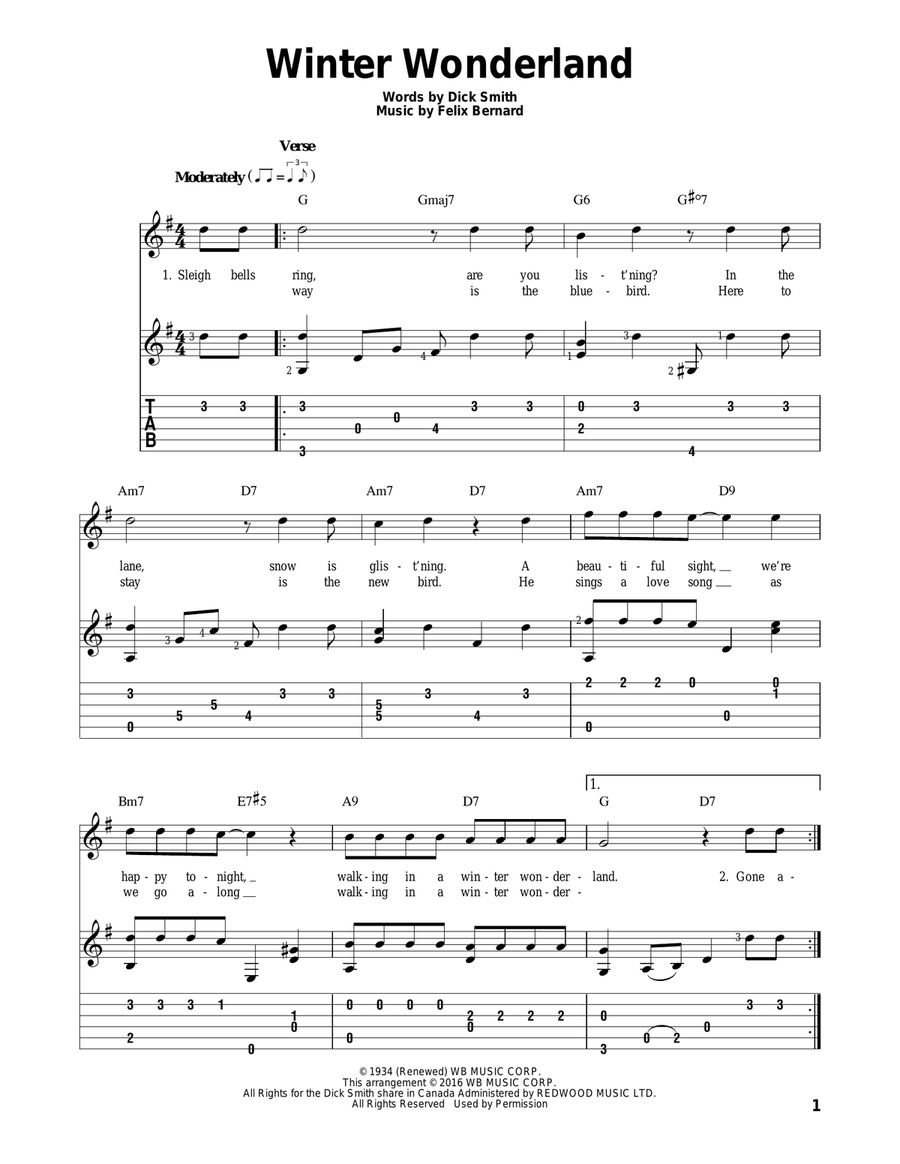 Winter Wonderland Guitar Solo scores gallery preview page 1