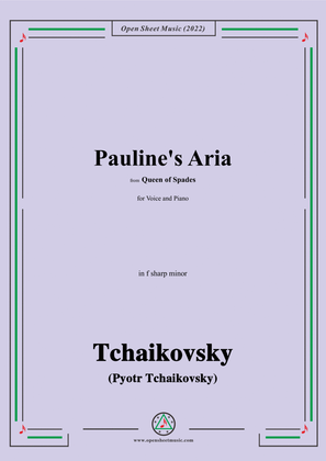 Book cover for Tchaikovsky-Pauline's Aria,from Queen of Spades,in f sharp minor,for Voice and Piano