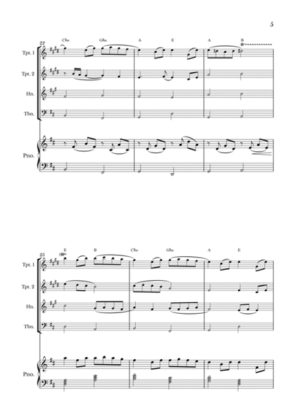 Canon in D for Brass Quartet and Piano with chords image number null