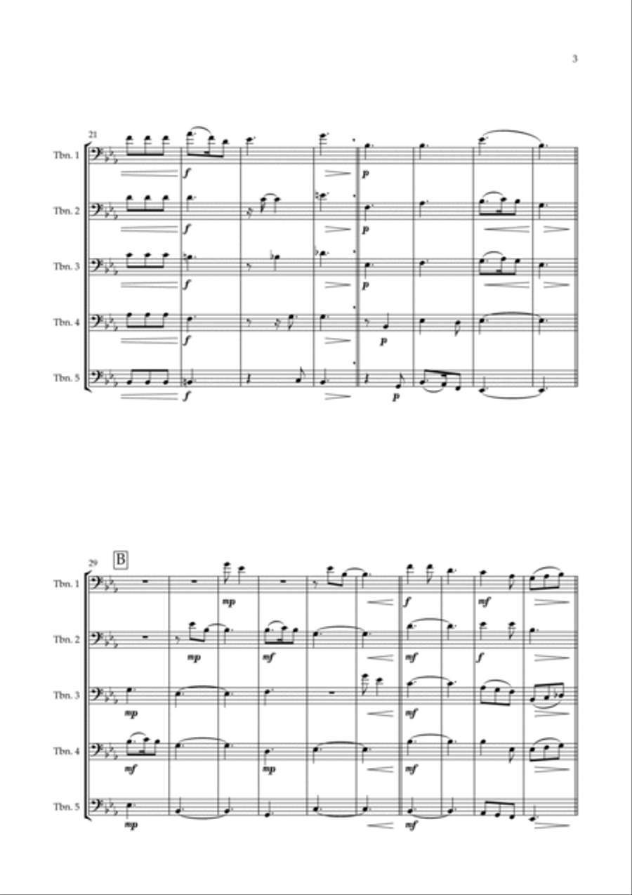 Silent Night - Trombone Quintet Trombone scores gallery preview page 3