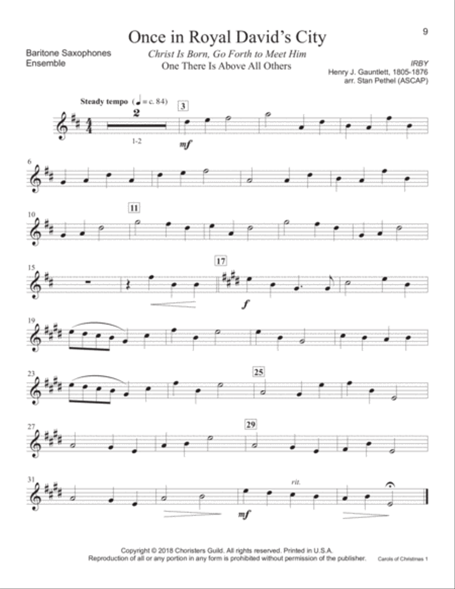 Carols of Christmas, Set 1 - Baritone Saxophone Baritone Saxophone scores gallery preview page 6