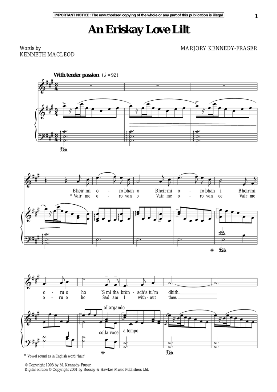 An Eriskay Love Lilt Piano, Vocal scores gallery preview page 1