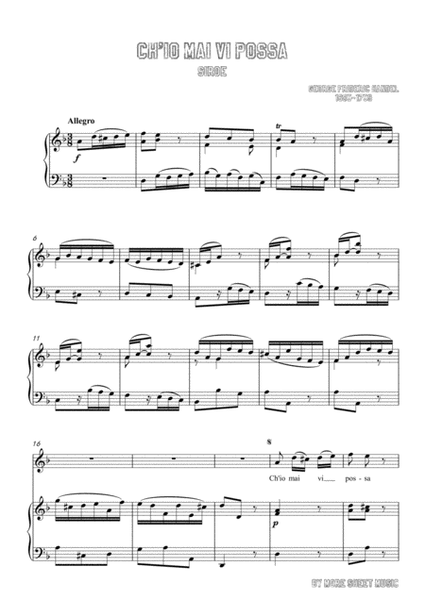 Handel-Ch'io mai vi possa in d minor，for voice and piano image number null