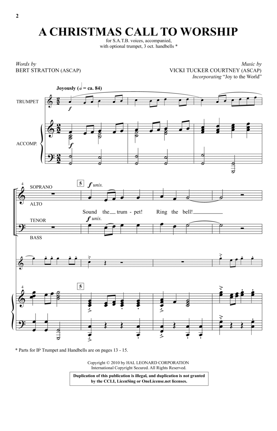 A Christmas Call To Worship 4-Part scores gallery preview page 1