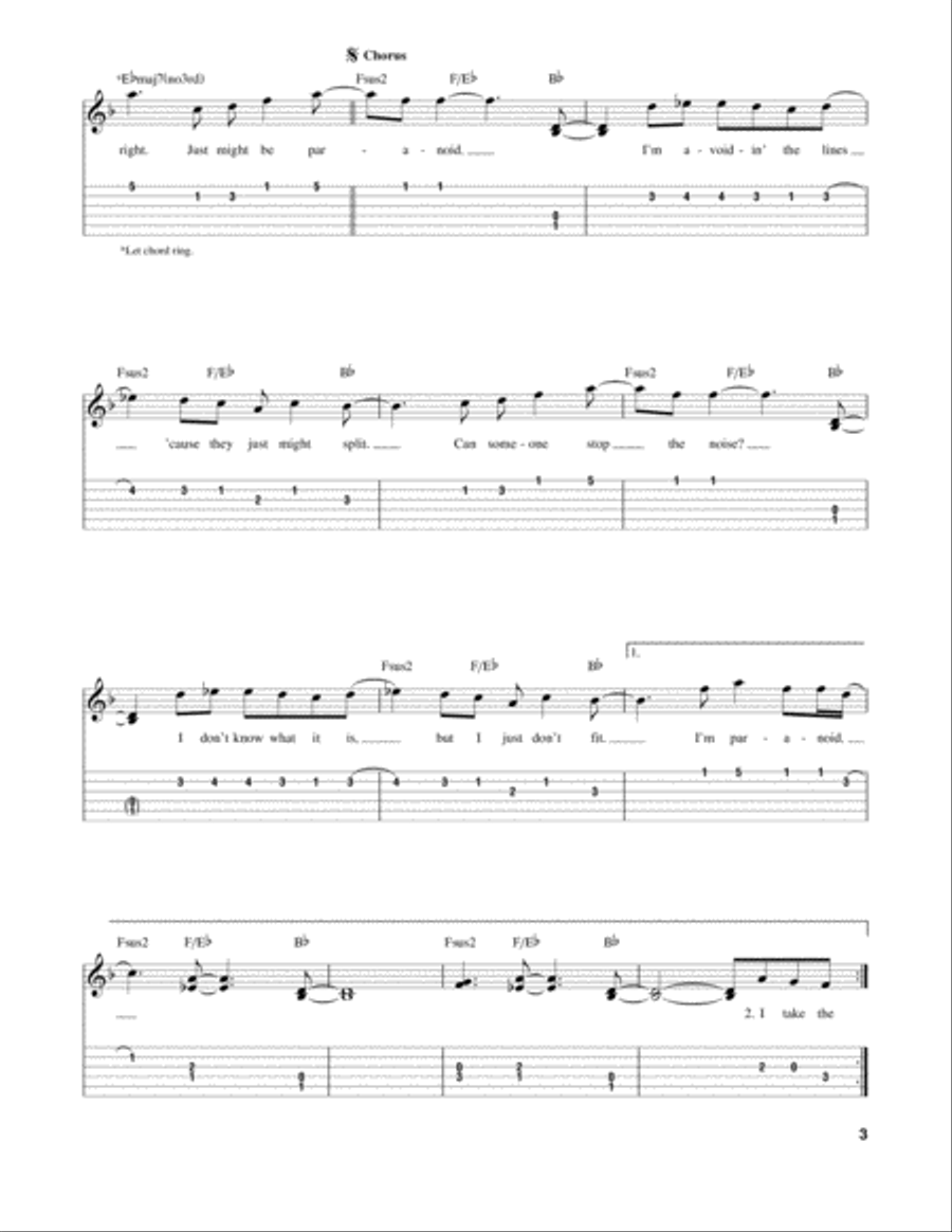 Paranoid Acoustic Guitar scores gallery preview page 3