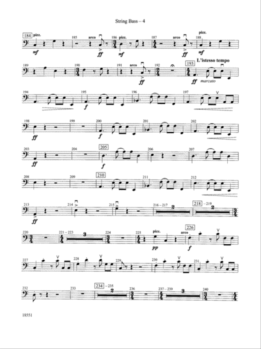 Bailes para Orquesta (For Two Solo Violins and String Orchestra): String Bass String Orchestra scores gallery preview page 4