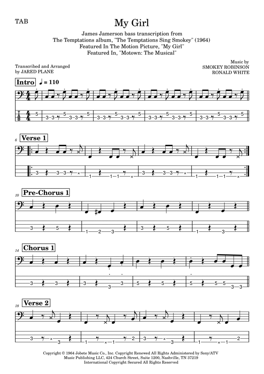 My Girl Guitar Tablature scores gallery preview page 1