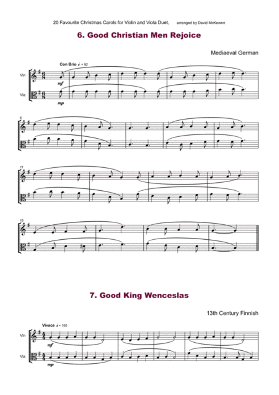 20 Favourite Christmas Carols for Violin and Viola Duet String Duet scores gallery preview page 6