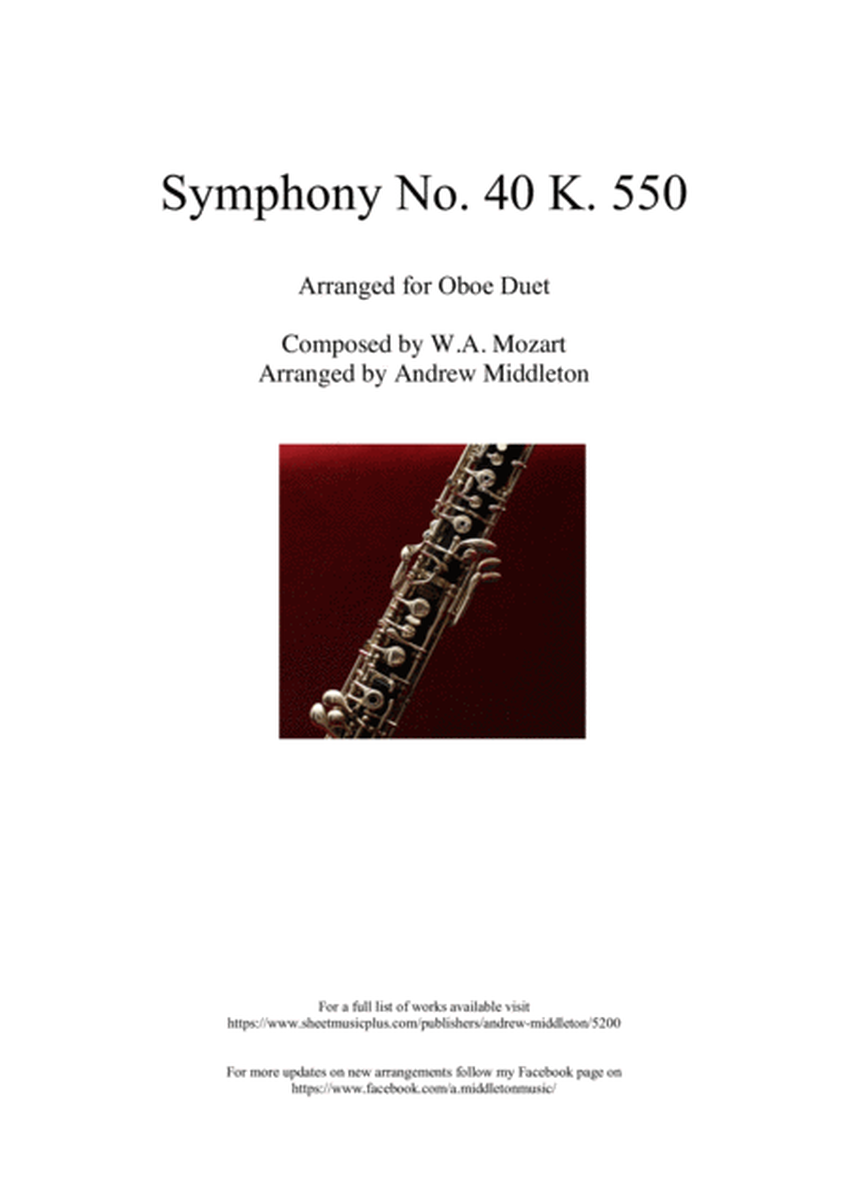 Symphony No. 40 arranged for Oboe Duet image number null