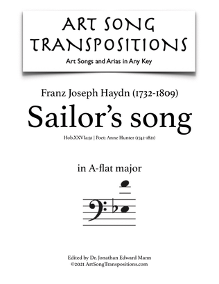 Book cover for HAYDN: Sailor's Song (transposed to A-flat major, bass clef)