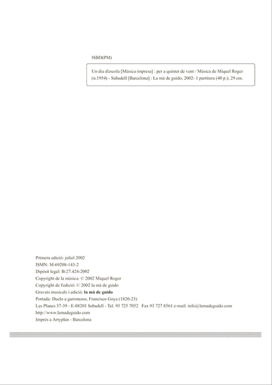 Un dia d'escola Un dia d'escola Woodwind Quintet scores gallery preview page 2