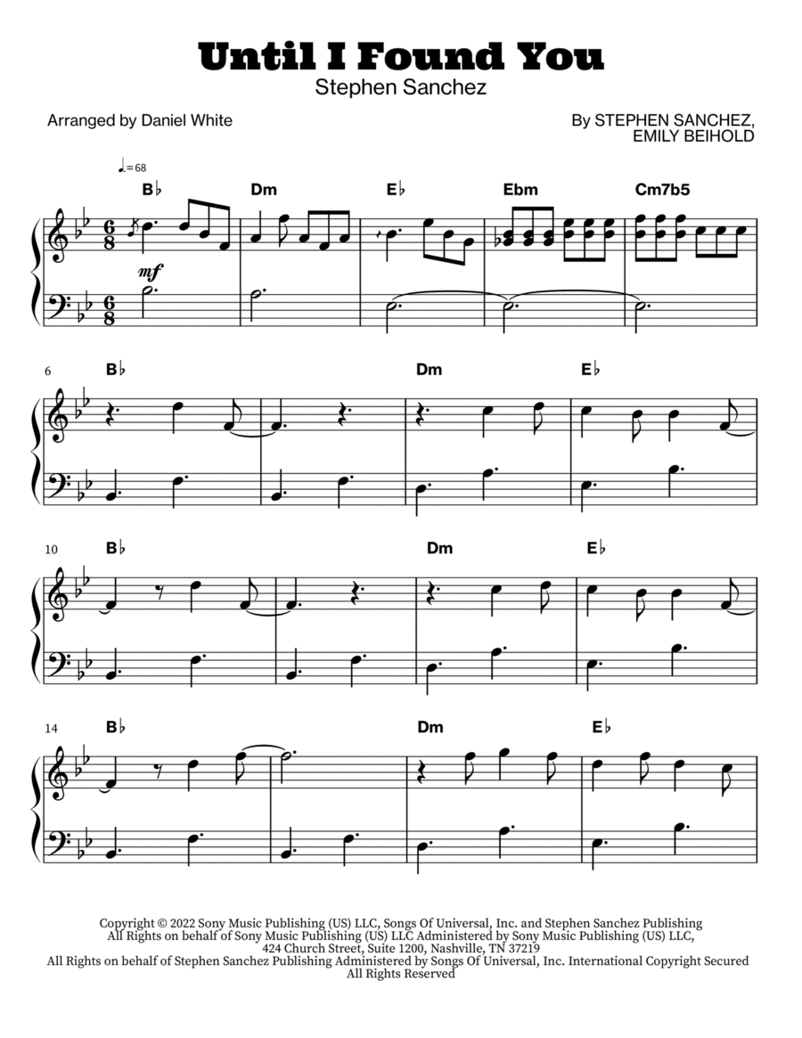Until I Found You Piano Solo scores gallery preview page 1