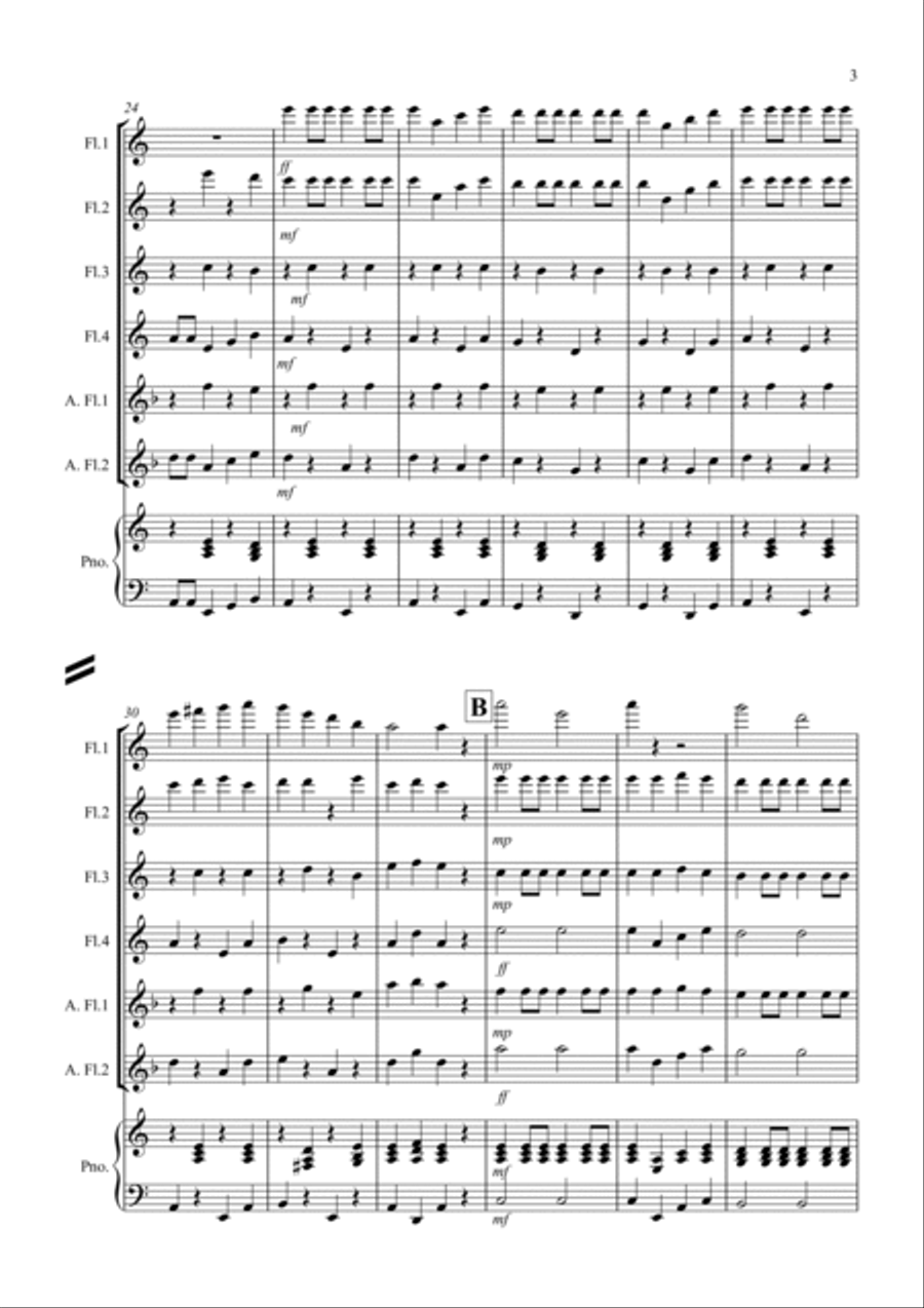 Drunken Sailor for Flute Quartet Flute Quartet scores gallery preview page 3