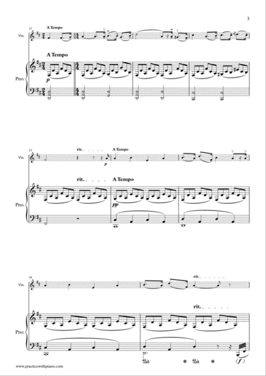 O HOLY NIGHT!, for violin and piano Violin Solo scores gallery preview page 3