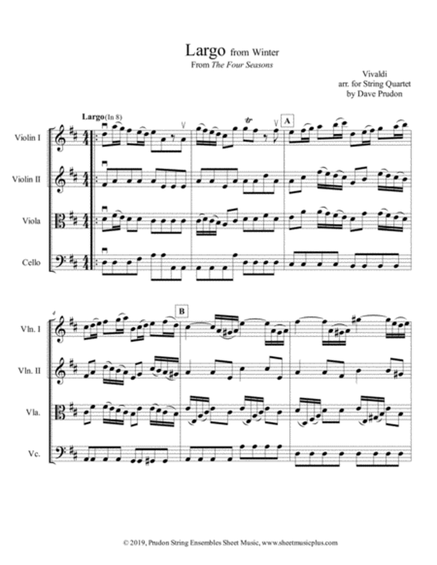 Vivaldi Winter (Largo) for String Quartet image number null