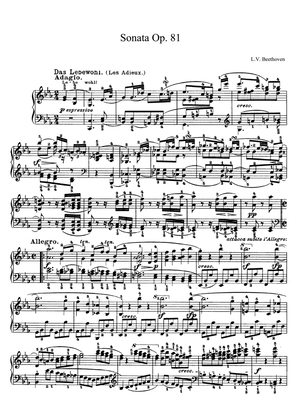 Book cover for Beethoven Sonata No. 26 Op. 81a in E-flat Major