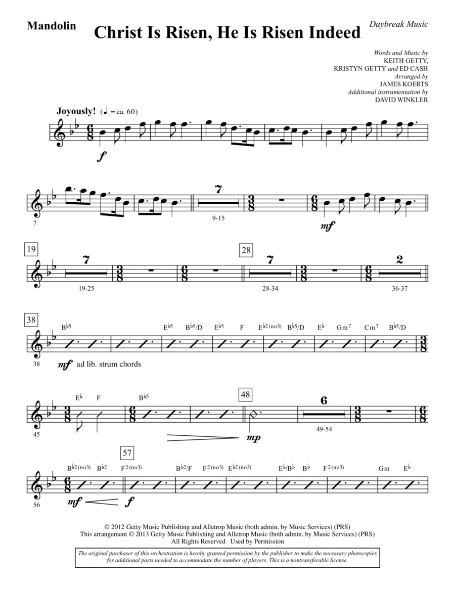 Christ Is Risen, He Is Risen Indeed - Mandolin Choir scores gallery preview page 1