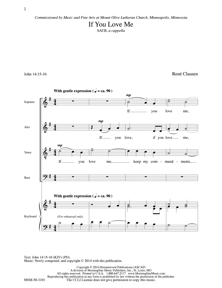 If You Love Me 4-Part scores gallery preview page 1