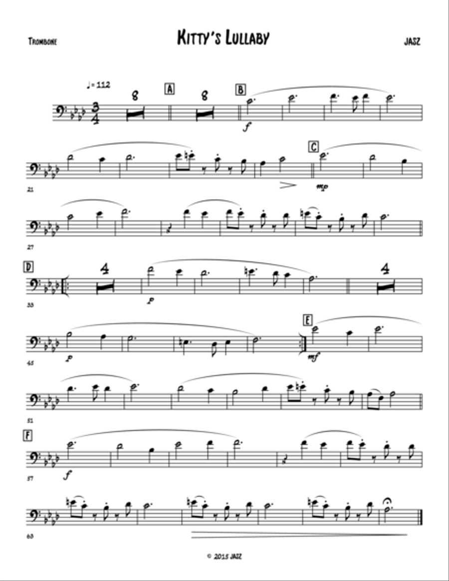 Kitty's Lullaby - Trombone Jazz Ensemble scores gallery preview page 1