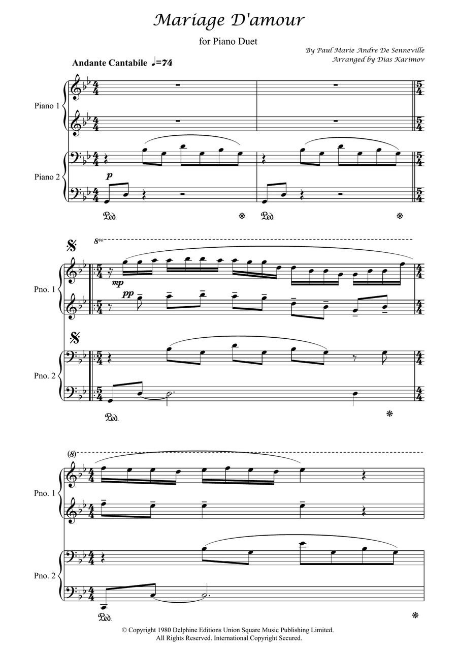 Mariage D'amour 1 Piano, 4-Hands scores gallery preview page 1