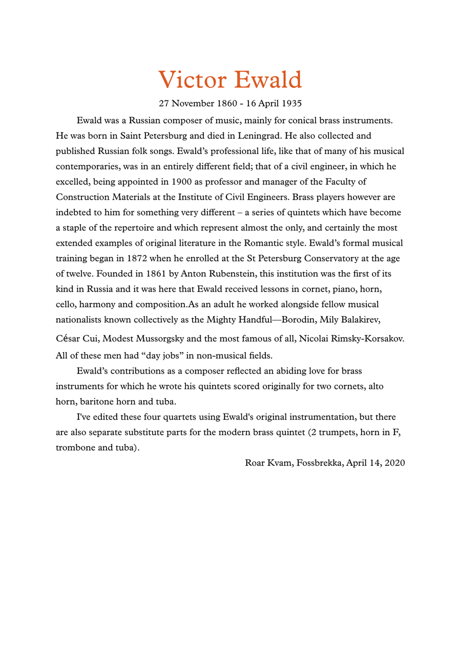 Ewald: Quintet No. 3 for Brass Instruments Brass Ensemble scores gallery preview page 2