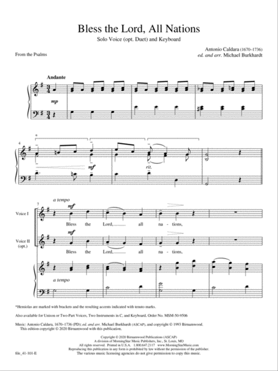 Bless the Lord, All Nations Voice scores gallery preview page 1